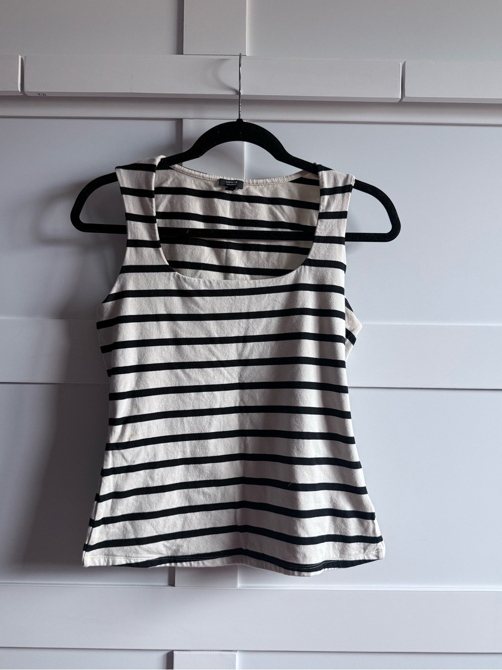 Express Black & White Striped Scoop Tank